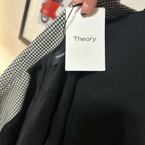 NWT Theory Tailor Stretch Wool Crop Jacket in Black Multi From Nordstrom Sz S - Picture 12 of 12